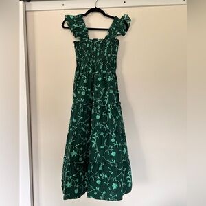 Hill House Ellie Nap Dress Emerald Botanical Poplin